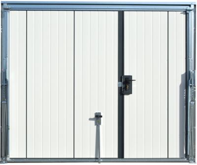 Porte de garage basculante grise avec portillon l.240 x H.200 cm x Ep.20 mm