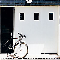 Porte de garage coulissante PVC hublots - L.240 x h.200 cm (en kit)
