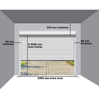 Porte de garage enroulable motorisée acier Protecta Agathe blanche - L.240  x h.200 cm (pré-montée)