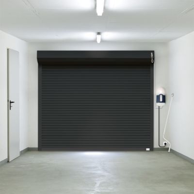 Porte de garage enroulable motorisée aluminium Protecta Agathe gris - L.240 x h.200 cm (pré-montée)