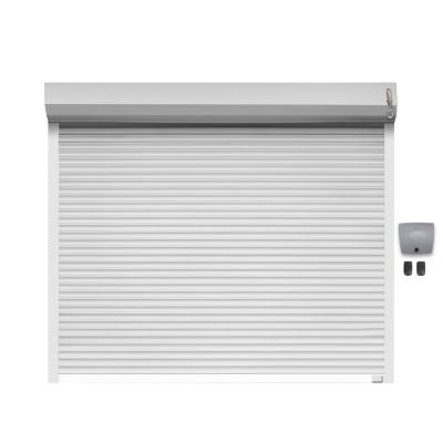 Porte de garage motorisée enroulable aluminium Ambre blanc H.200 x L.253,2 cm Protecta