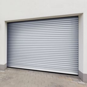 Porte de garage motorisée enroulable aluminium Ambre blanc H.200 x L.253,2 cm Protecta
