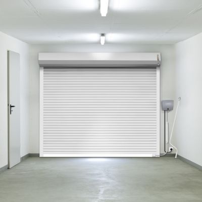Porte de garage motorisée enroulable aluminium Ambre blanc H.223 x L.253,2 cm Protecta