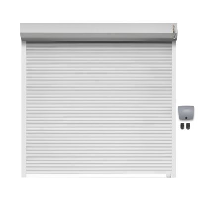 Porte de garage motorisée enroulable aluminium Ambre blanc H.300 x L.300 cm Protecta