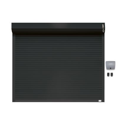 Porte de garage motorisée enroulable aluminium Ambre gris H.200 x L.300 cm Protecta