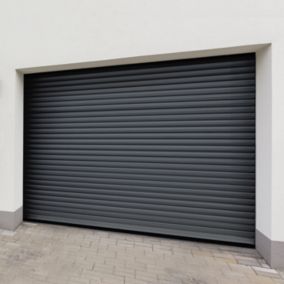 Porte de garage motorisée enroulable aluminium Ambre gris H.200 x L.300 cm Protecta