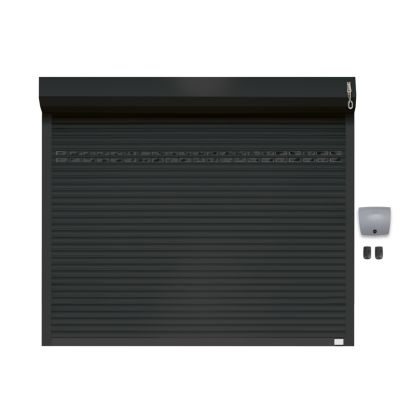 Porte de garage motorisée enroulable aluminium Ambre gris H.223 x L.253,2 cm Protecta