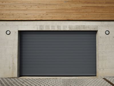 Porte de garage motorisée enroulable aluminium Ambre gris H.223 x L.253,2 cm Protecta