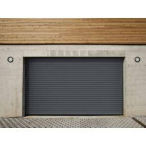 Porte de garage motorisée enroulable aluminium Ambre gris H.223 x L.253,2 cm Protecta