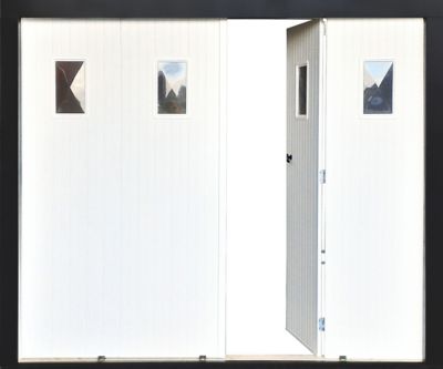 Porte de garage pliante PVC, blanc, L.240 x h.200 cm