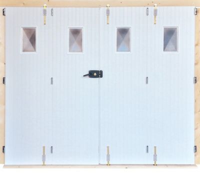 Porte de garage pliante PVC, blanc, L.240 x h.200 cm