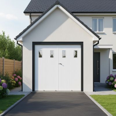 Porte de garage pliante PVC, blanc, L.240 x h.200 cm
