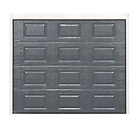 Porte de garage sectionnelle à cassettes acier Dublin grise - L.240 x h.200 cm (pré-montée)