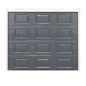 Porte de garage sectionnelle à cassettes acier Dublin grise motorisation Somfy - L.240 x h.200 cm (pré-montée)