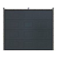 Porte de garage sectionnelle à cassettes acier GoodHome gris RAL 7016 - L.240 x h.200 cm - motorisée (en kit)