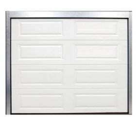 Porte de garage sectionnelle à cassettes blanche - L.240 x h.200 cm (pré-montée)