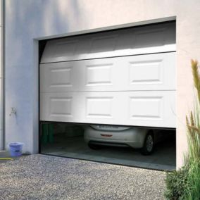 Porte de garage sectionnelle à cassettes Paris blanche - L.240 x h.200 cm (pré-montée)