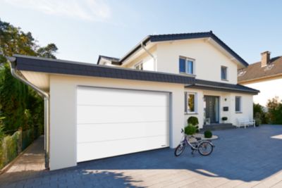 Porte de garage sectionnelle acier EcoStar blanc RAL 9016 Matt Deluxe - l.237,5 x h.212,5 cm - motorisée