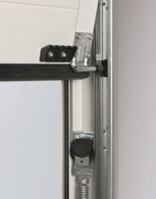Porte de garage sectionnelle acier EcoStar WoodGrain blanc aluminium RAL 9006 - l.237,5 x h.212,5 cm - motorisée
