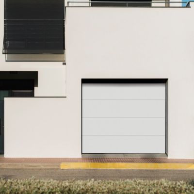Porte de garage sectionnelle acier GoodHome blanc RAL 9010 - L.240 x h.200 cm - motorisée (en kit)