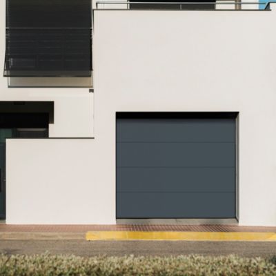 Porte de garage sectionnelle acier GoodHome gris RAL 7016 - L.240 x h.200 cm - motorisée (en kit)