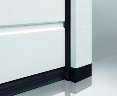 Porte de garage sectionnelle acier Hormann WoodGrain blanc aluminium RAL 9006 - l.250 x h.200 cm - motorisée