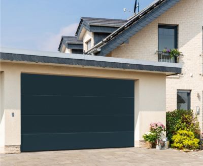 Porte de garage sectionnelle acier IsoMatic gris anthracite RAL 7016 -  l.237,5 x h.200 cm - motorisée