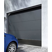 Porte de garage sectionnelle acier Londres grise - L.240 x h.200 cm (pré-montée)