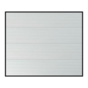 Porte de garage sectionnelle effet rainuré blanc avec moteur Somfy L254 x H218 cm - NORIA