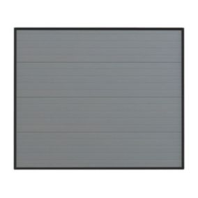 Porte de garage sectionnelle effet rainuré gris avec moteur Somfy L254 x H218 cm - NORIA