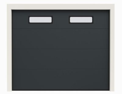 Porte de Garage Sectionnelle Motorisée 240x200 ANKARA - Gris lisse