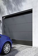 Porte de garage sectionnelle motorisée gris - L.240 x h.200 cm (en kit) + 4 télécommandes dont 2 offertes