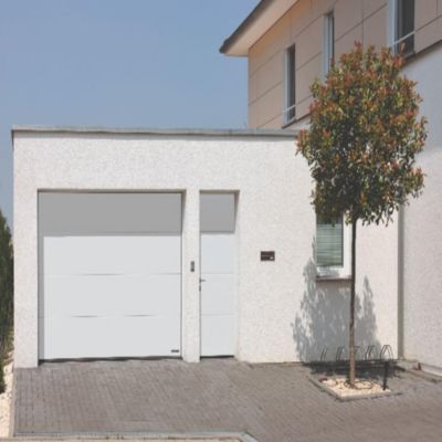 Porte de garage sectionnelle motorisée Hörmann acier galvanisé 9016 H. 237,5 x l. 200 cm