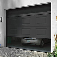 Porte de garage sectionnelle motorisée Turia anthracite - L.240 x h.200 cm (en kit)