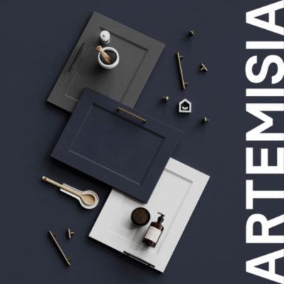 Porte de meuble de cuisine Artemisia bleu mat l. 30 cm x H. 72 cm GoodHome