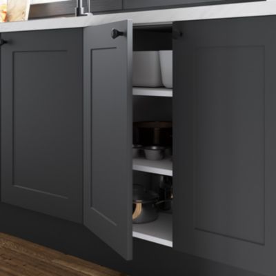 Porte de meuble de cuisine Artemisia gris graphite mat l. 40 cm x H. 72 cm GoodHome