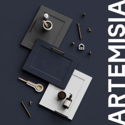 Porte de meuble de cuisine Artemisia gris graphite mat l. 45 cm x H. 60 cm GoodHome