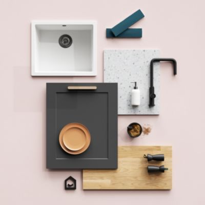Porte de meuble de cuisine Artemisia gris graphite mat l. 50 cm x H. 72 cm GoodHome