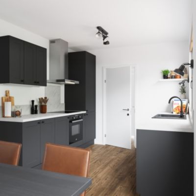 Porte de meuble de cuisine Artemisia gris graphite mat l. 50 cm x H. 72 cm GoodHome