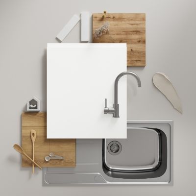 Porte de meuble de cuisine Garcinia blanc brillant l. 50 cm x H. 72 cm GoodHome