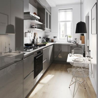 Porte de meuble de cuisine Garcinia gris anthracite brillant l. 60 cm x H. 72 cm GoodHome