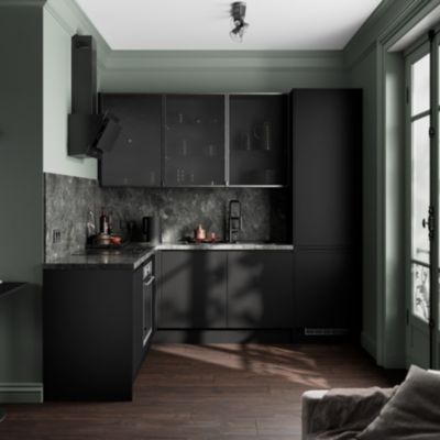 Porte de meuble de cuisine nid d'abeille Winterana noir l.60 cm x H.72 cm GoodHome