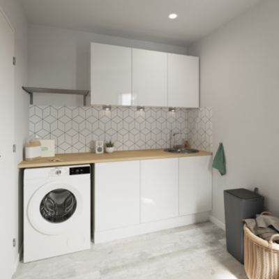 Porte de meuble de cuisine Stevia blanc brillant l. 15 cm x H. 72 cm GoodHome