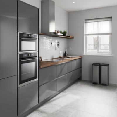 Porte de meuble de cuisine Stevia gris anthracite brillant l. 50 cm x H. 72 cm GoodHome