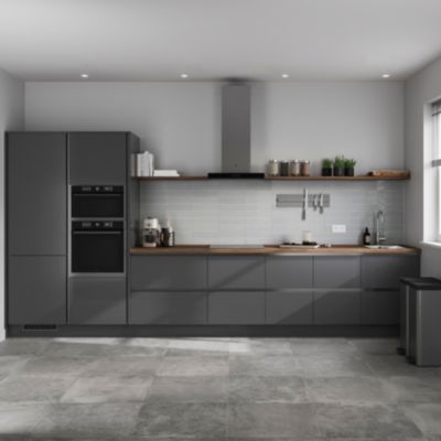 Porte de meuble de cuisine Stevia gris anthracite brillant l. 50 cm x H. 72 cm GoodHome