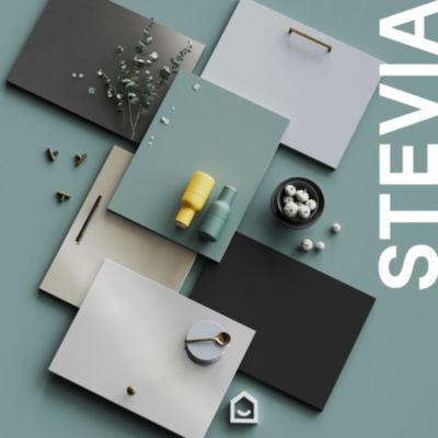 Porte de meuble de cuisine Stevia gris anthracite brillant l. 50 cm x H. 72 cm GoodHome