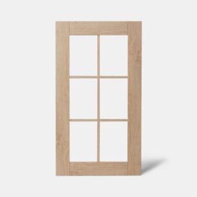 Porte de meuble de cuisine vitrée Alpinia décor chêne mat l. 50 cm x H. 90 cm GoodHome