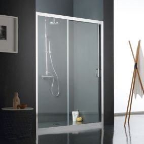 Porte de niche de douche en verre transparent avec deux portes de 150 cm - fly