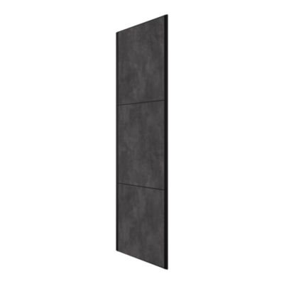 Porte de placard coulissante 3 panneaux effet pierre noire profil acier noir GoodHome Arius H.248,5 x L.62,2 cm + amortisseurs