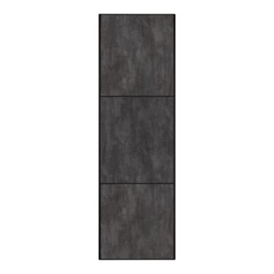 Porte de placard coulissante 3 panneaux effet pierre noire profil acier noir GoodHome Arius H.248,5 x L.62,2 cm + amortisseurs